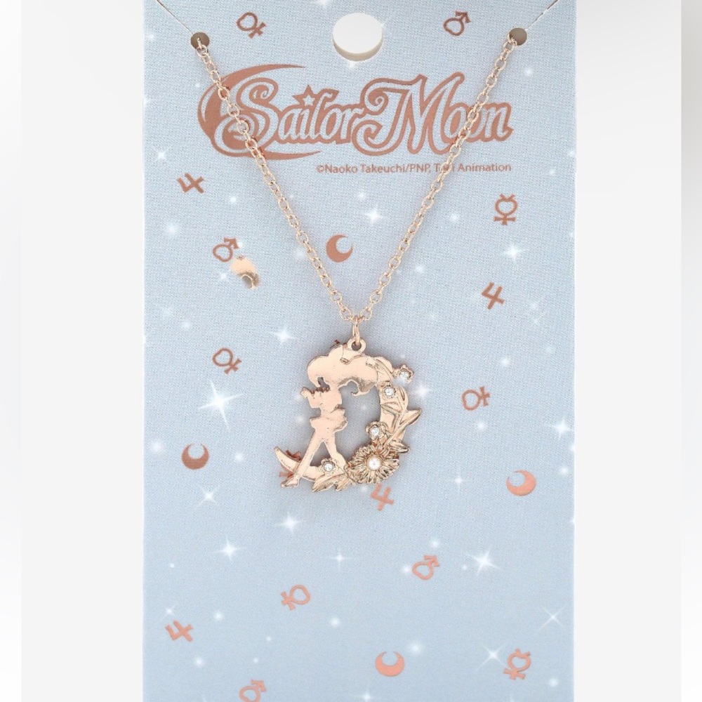 Pretty Guardian Sailor Moon Sailor Chibi Moon Silhouette Floral‎ Necklace